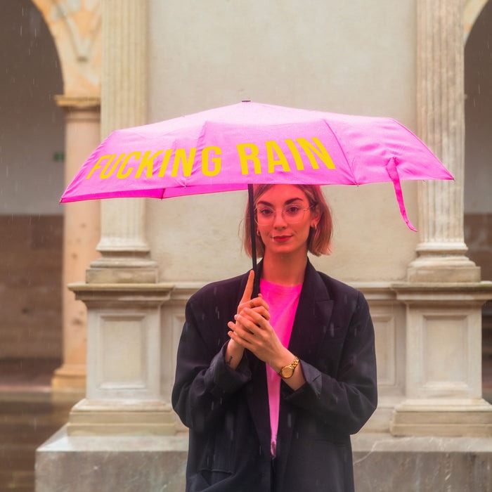 FISURA - Parapluie pliant rose FUCKING RAIN