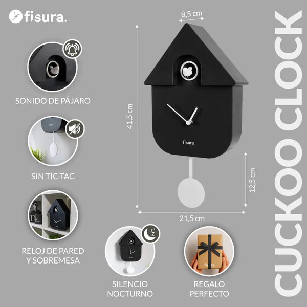 FISURA - Horloge CUCKOO Noir