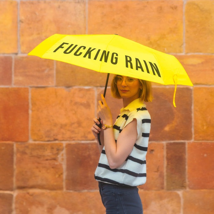 FISURA - Parapluie pliant jaune "Fucking Rain"