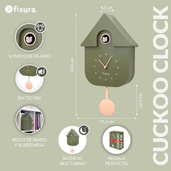 FISURA - Horloge CUCKOO Olive/Rose pâle
