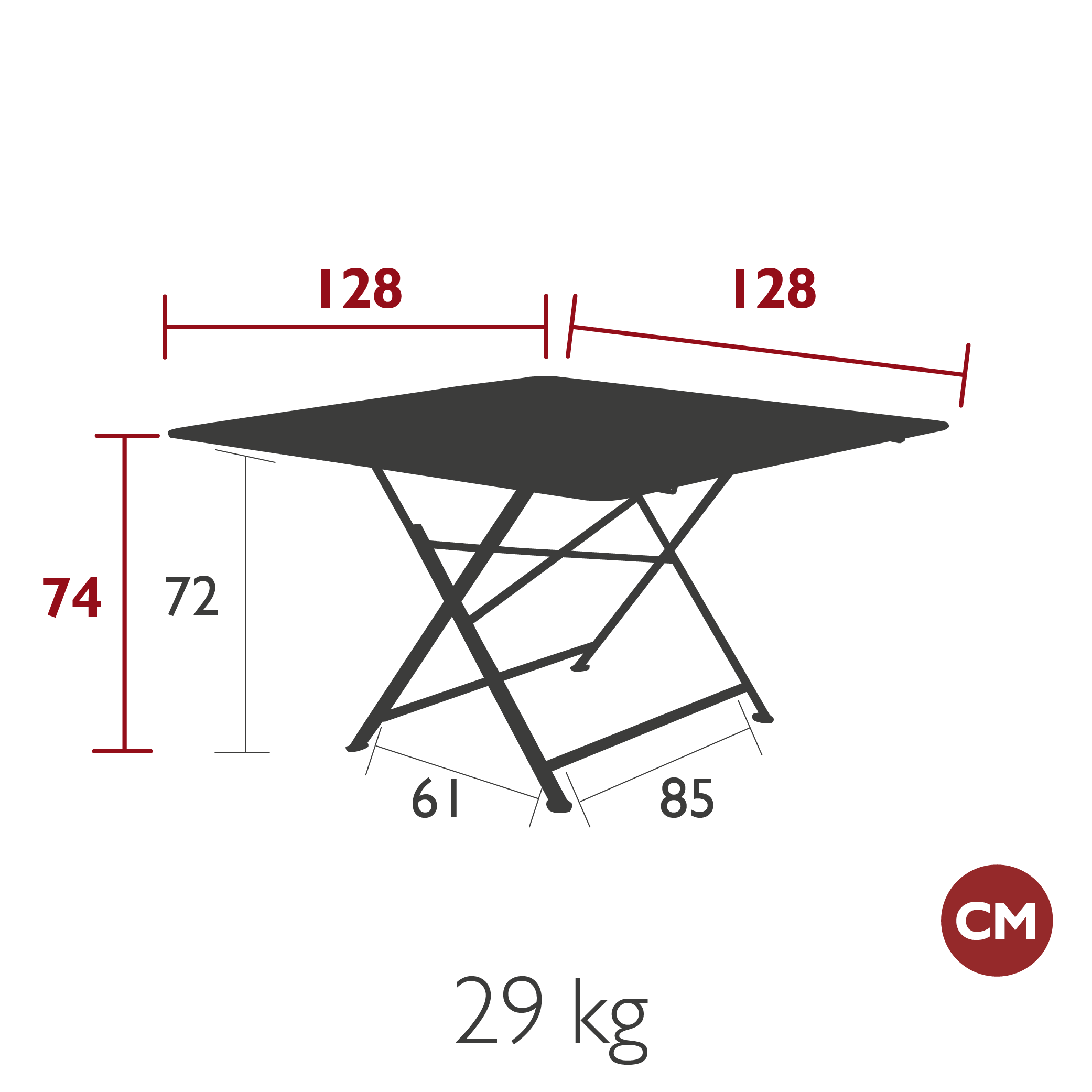 FERMOB - Table Cargo - 128x128cm